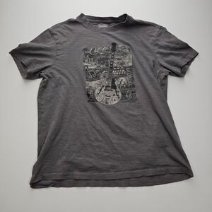 Cremieux Premium Denim Mens Gray Guitar Graphic T-Shirt Size M Short Sleeve Slub